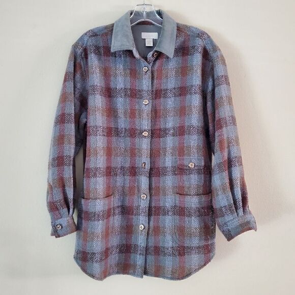 J. Jill Women's Button Down Shirt Wool Blend Size Small Plaid Shacket - Picture 5 of 6